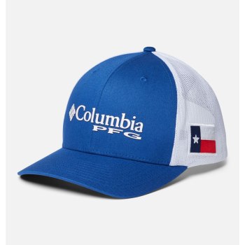 Columbia Ženske Kape - PFG Mesh Snap Back Ball - Texas Plave Bijele | REBL-50461